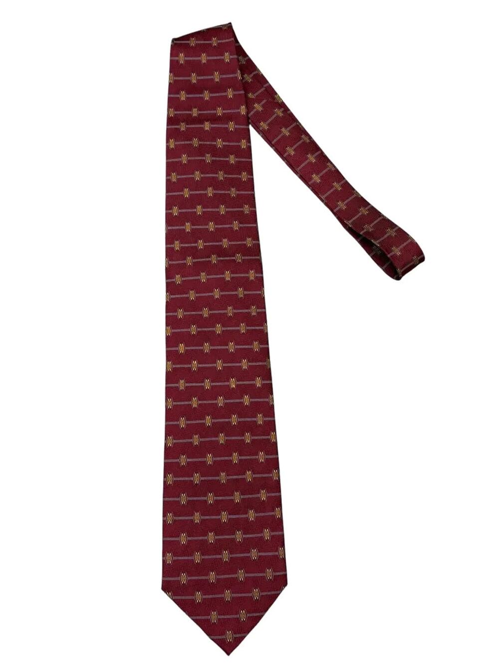 Avolio Burgundy Geometric Diamond Pattern Silk Tie